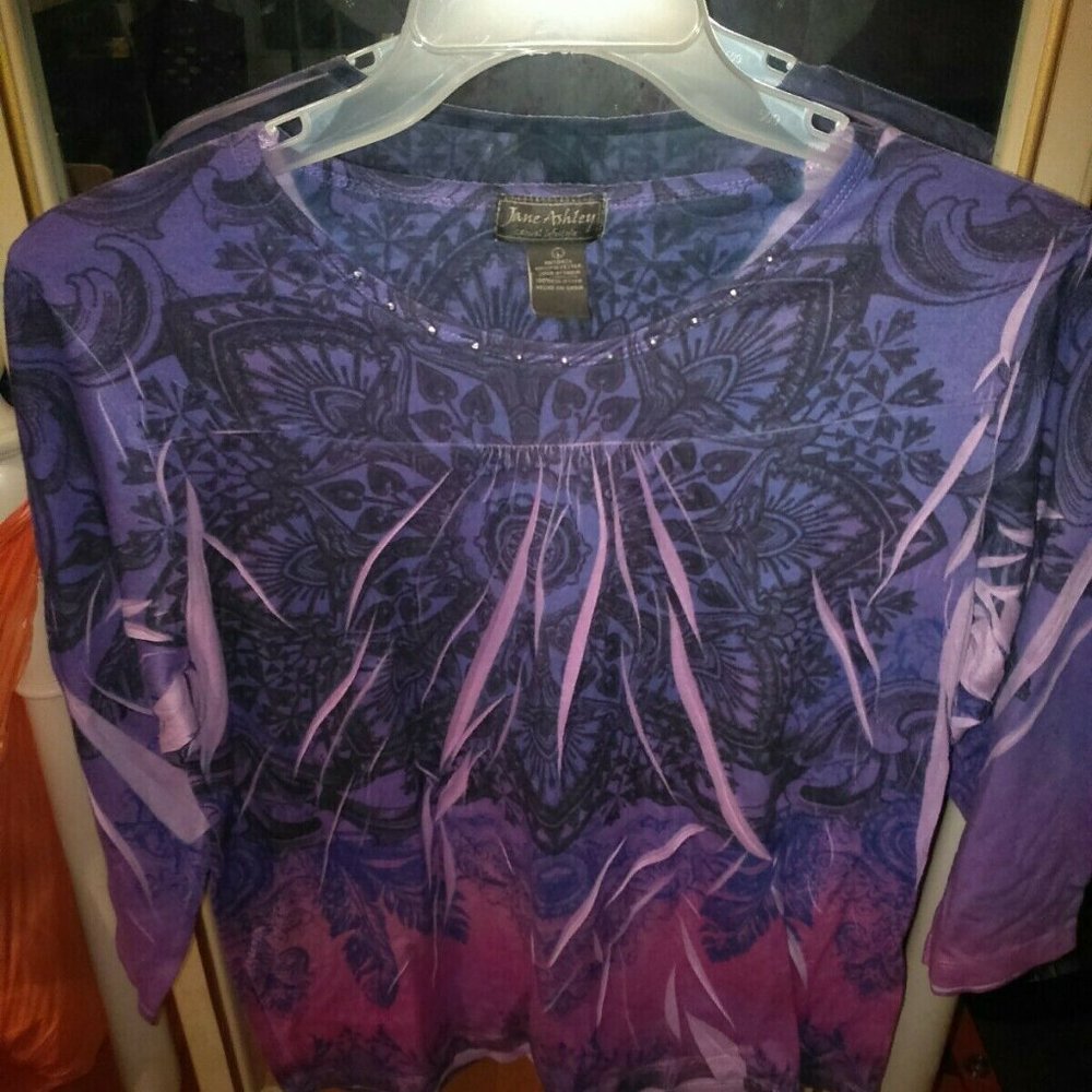 LN Jane Ashley Beautiful Bling Blouse SZ L